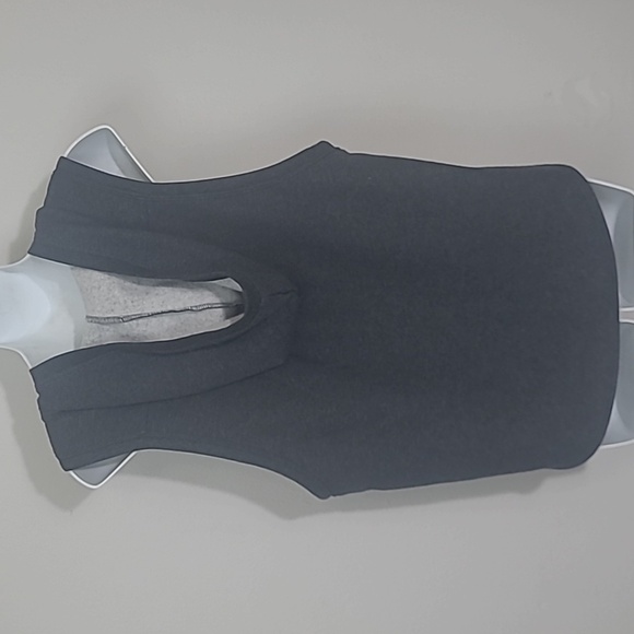 Joy Lab Hooded Crop Top Sweatshirt Vest charcoal gray fleece zipper pocket - Picture 6 of 7